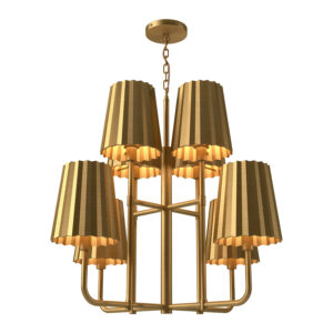 Alora Mood Lighting Plisse Series CH528830AG Double-Tiered Chandelier
