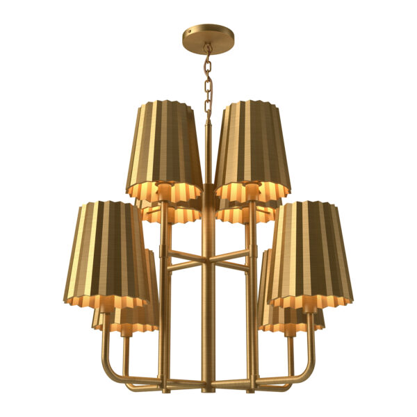 Alora Mood Lighting Plisse Series CH528830AG Double-Tiered Chandelier