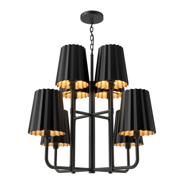 Alora Mood Lighting Plisse Series CH528830MB Double-Tiered Chandelier