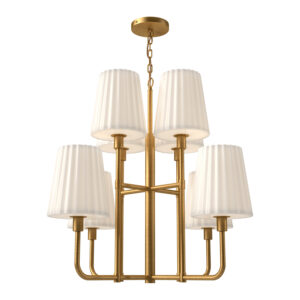 Alora Mood Lighting Plisse Series CH628830AGOP Double-Tiered Chandelier